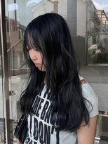 ヲタク 渋谷 代官山 恵比寿(wotaku.)&nbsp;ネイビーブルーブリーチカラーダブルカラーブルーブラック青髪