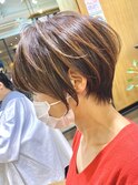 クールショート/ショートパーマ/ボブルフ/ピンクベージュ/柴