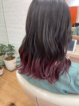アメイジングヘアー 中沢店(AMAZING HAIR) ゆるふわミディアム/裾カラー/ピンク/ブリーチ/20代30代40代