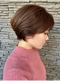 ハンサムショート透明感カラーチョコレートカラーショートボブ
