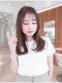 大人かわいい前髪セシルカットココアブラウンフリンジウェーブ