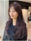 韓国ロングレイヤーカット顔まわり前髪小顔カットトリートメント