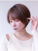 20代30代/大人かわいい/丸みショートボブ/オリーブベージュ