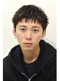 □スパイキーショートブルーブラックフェザーパーマサーフカール