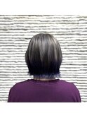 大人可愛い丸みボブピンクラベンダーアッシュ