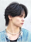 毛流れセンターパートウルフフェザーショートニュアンスパーマ