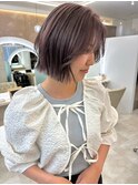 パープルアッシュカラー×ボブ