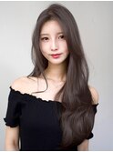 薄めバング重めロングレイヤーカットくびれヘア