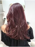 小顔レイヤー_ココアベージュブリーチなしピンクハイライト
