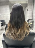 毛先ブリーチのグラデーションカラー♪朝長