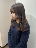 ココアブラウン顔周りレイヤーカットオリーブブラウン