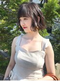 【LA PENSEE】小顔 ワイドバング 毛先パーマ 外ハネボブ 黒髪
