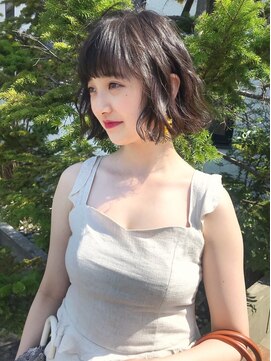 ラパンセ ブルー(LA PENSEE BLEU) 【LA PENSEE】小顔 ワイドバング 毛先パーマ 外ハネボブ 黒髪