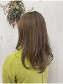 ナチュラルモードフェイスレイヤーカットゆるふわマロンベージュ