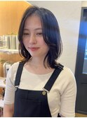 カールセミディシアカラー姫カットダークアッシュショート