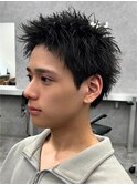 アップバングツーブロックバーバーフェードツイストメッシュ