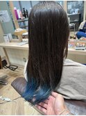 裾カラー×ケアブリーチ×アクアブルー×ロング×似合わせ