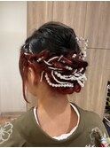 パール編み込みヘアアレンジ
