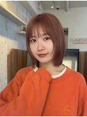 ボブ　レイヤー　顔周りレイヤー　前髪　ベージュ