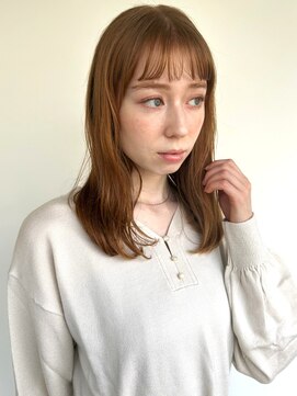 カバーヘア ブリス 戸田公園西口店(COVER HAIR bliss) オン眉ペールオレンジストレートレイヤーp1戸田公園20代30代40代