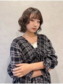 くすみブラウン ピンクベージュメイク ボブ