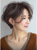 40代50代60代/白髪ぼかしハイライトショートボブ