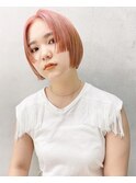 【早瀬忍　梅田中津】ミニボブ×ペールピンクカラー