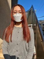 オレンジカラー　オレンジベージュ　ウルフカット　ボブ