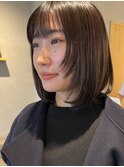顔周りレイヤーカット　黒髪ボブ　ポイントカット　イメチェン