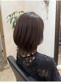 大人ボブレイヤーカットアッシュカラーダブルカラーおしゃれ女子