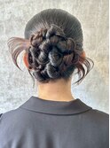 結婚式お呼ばれ編みシニヨン／ヘアセット/編み込み/アレンジ