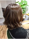 ロブヘアナチュラルベージュ30代40代艶カラー