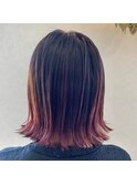 外ハネ×グラデーションピンク