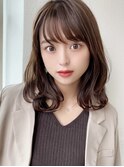 大人かわいい小顔セミディマロンベージュ20代30代吉祥寺