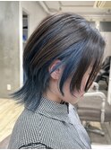 ★ウルフカット_ネイビーブルー_インナーカラー★