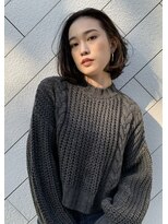 ジエクトカナウ 大阪梅田店(The Ect canow) 切りっぱなし/タッセルボブ/グレージュカラー/黒髪/梅田ボブ