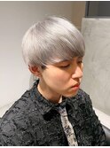 ホワイトシルバー/マッシュ20代人気メンズハイトーン