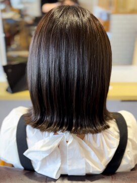 オーバルヘアー ルポ(OVAL hair repos) 髪質改善/外ハネミディ/ダークブラウン/艶髪