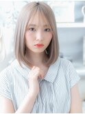 韓国風ハイトーンカラー透けバングボブディc6上尾20代30代40代