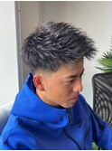 アップバングショート/メンズカット/メンズパーマ/天神/大名眉毛
