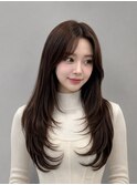 ナチュラルベージュ_韓国ヘア_顔周りレイヤー_ヨシンモリ