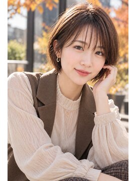 ランソ 成田店(RUNSO) 小顔シースルーバング大人ショートボブ