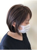前下がり丸みショート×微暖色アンバーベージュカラー
