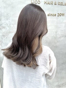 リコ ヘアアンドリラクゼーション(LICO HAIR&RELAXATION) LICO インナーカラー　ベージュ　切りっぱなし