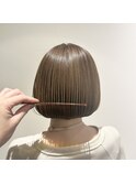 【ブリーチなし透明感】アッシュベージュ×つやつやミニボブ
