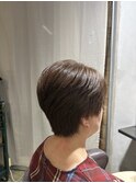 ４０代　耳だしショート　白髪染め