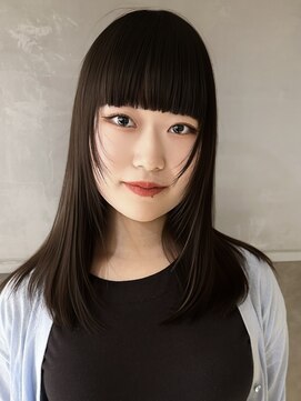 ボコカ(bococa) 大人女性モード顔まわりレイヤー黒髪パッツン前髪