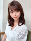 前髪パーマ/ベージュカラー/透け感/小顔カット/大人かわいい