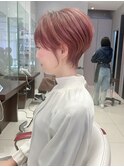 earthショートレイヤーボブミルクティー丸みショートボブ