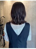 外ハネミディ × ダークグレージュ暗めカラー
